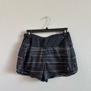 Athleta Women's Black and Gray Striped Athletic Shorts
